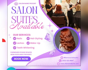 Salon Suites Flyer Template: Editable Beauty Business Ad (Canva, Digital Download)