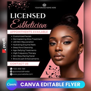 Esthetician Flyer, Editable Flyer Template, Skin Care Services Flyer, Beauty Facial Treatment Flyer, Premade Wellness Hydrafacial Flyer
