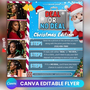 Christmas Deal Or No Deal Booking Flyer, Editable Flyer, Book Now Flyer, Beauty Services Flyer, Holiday Appointment Flyer, Instant Download