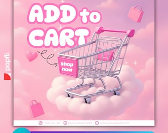 Add to Cart Flyer, Editable Hair Stylist Flyer, Add to Bag Flyer, Bookings Flyer for Beauty Hair Wig Lashes Nails Braids Makeup, Instant