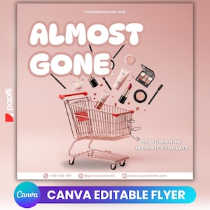 Almost Gone Flyer, Editable Flyer, Sale Flyer, Get Now Flyer, Low Stock Flyer, Hair Logo, Makeup Flyer, Premade Business Flyer