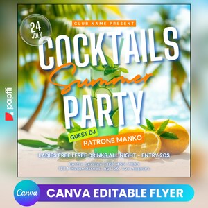 Folleto de fiesta en la piscina / Anuncio de fiesta en la piscina en las redes sociales Invitación editable para la piscina de verano / Plantilla de Canva DIY / Fiesta de cumpleaños Piscina Verano Canva