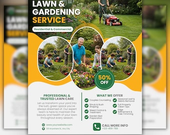 Landscaping Flyer Template, Editable Flyer , Lawn Service Flyer, Lawn Care Flyer, Lawn Mowing Flyer, Landscape Gardening Flyer, Instant