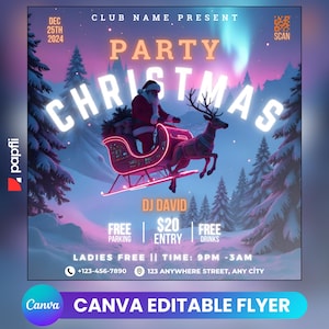 Christmas Club Party Flyer Template: DIY Canva Event Invite