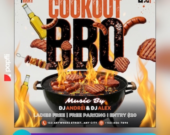 BBQ Cookout Flyer: Editable Canva Template
