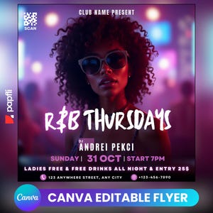 R&B Thursdays Urban Party Flyer, Canva Template, Club Flyer Template, Event Flyer Editable Template, Instagram Social Media Post
