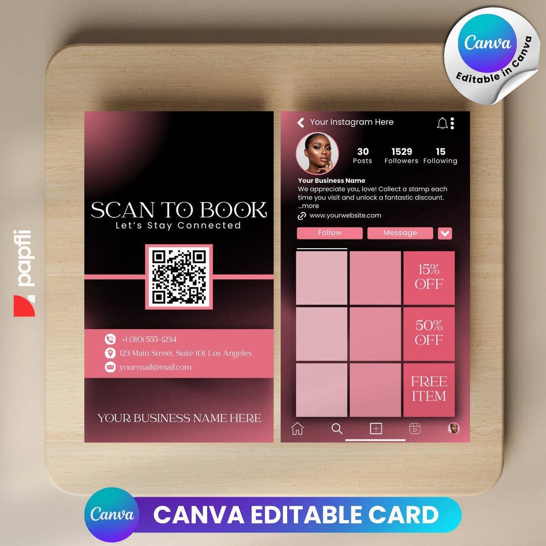 Reward Design Qr Code Editable Loyalty Business Card Template: QR Code Rewards (canva) - Etsy