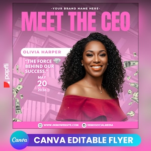 Professional Meet The CEO Flyer Template for Business Events, Editable Corporate Introduction Flyer for Digital Download or Print Use