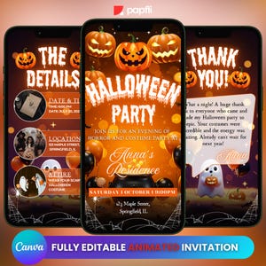 Animated Halloween Party Invitation, Editable Template, Halloween Video Invitation, Costume Party Einvite, Digital Party Invite, Instant