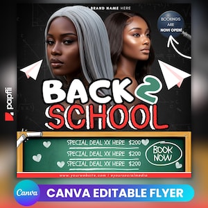 Back To School Flyer, Back 2 School Flyer, Back to school hair flyer, Back to school sale flyer, Braid Special Flyer, Editable Flyer