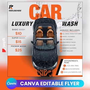 Car Wash Flyer, Editable Flyer Template, Car Detailing Flyer, Automotive Services Flyer, Auto Detailing Flyer, Premade Car Care Cleaning