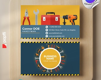 Handyman Business Cards: Editable Home Repair Template (Canva)