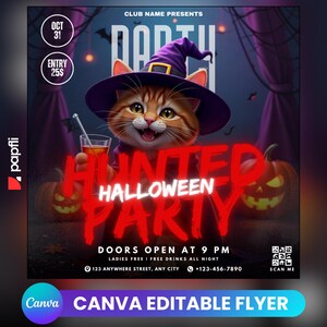 Bewerkbare Halloween-feestflyer: social media-canvasjabloon