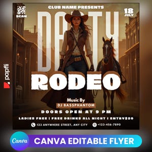 Western Party Flyer, Social Media Western Party Announcement, Editable Western Invitation, DIY Canva Template, Birthday Western Party Canva