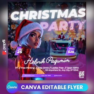 クリスマスパーティーのチラシテンプレート：DIY Instagramイベント招待状（Canva）