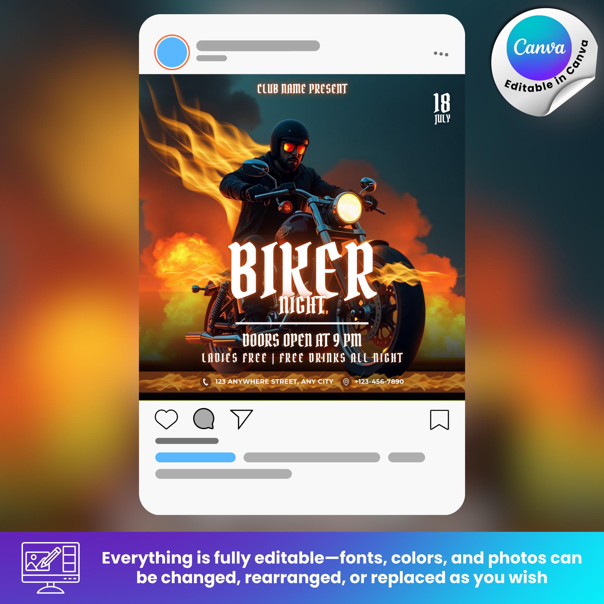 Motorcycle Club Flyer Template: Biker Night Event (canva Editable) - Etsy