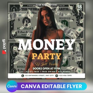 Editable Club Flyer Template For Canva, DIY Event Flyer, Party Flyer, Digital Birthday Flyer, DJ Party Invite for Social Media & Instagram