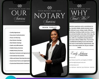 Animated Notary Public Services, Editable Template, Notary Signing Agent, Notary Business Marketing, Premade Notarization Legal Services