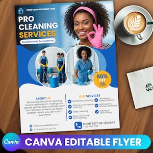 Pro Cleaning Services Flyer, Editable Flyer, Housekeeping Flyer, Commercial Cleaning Company Flyer, Premade Janitorial Business