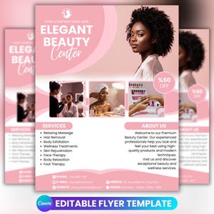 Bearbeitbare Schönheitssalon Flyer Vorlage: Canva Skincare & Makeup