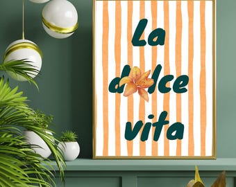 La Dolce Vita DIGITAL POSTER Italy collection Home decor instant download Modern Abstract minimalist feel good Wall Art, Celebrating life
