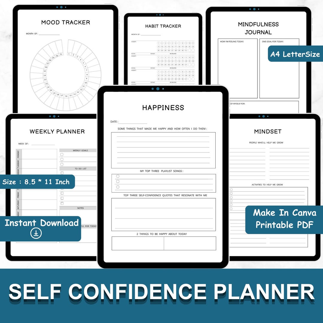 Self Confidence Planner Self Confidence Journal Printable 30 Days ...