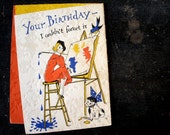 Vintage Artist Birthday Card Unusual Vintage Buzza Craftacres USA