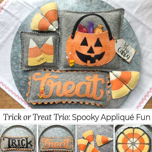 Trick or Treat Trio Appliqué Pattern Collection *Download* + BONUS Bewitching Bonnet Pattern!