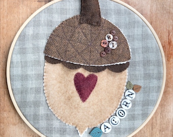 Fall Acorn Wool Appliqué Pattern *Download*