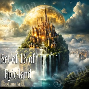 Set of 16 of Epic-land Fantasy Art Digital images , Instant Download