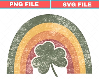 Retro Shamrock Rainbow SVG, St Patrick Day PNG (Digital Download)