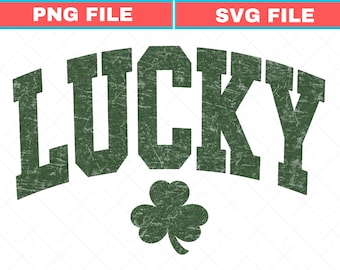 Retro Lucky Shamrock SVG PNG, St Patrick's Day Varsity Design (Digital Download)
