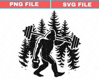 Bigfoot Gewichtheben SVG - Lustiges Sasquatch Gym Png - Krafttraining Athletisch Weiche MischungSvg