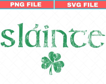 Slainte Retro SVG, St Patricks Day PNG, Shamrock Clipart (Digital Download)