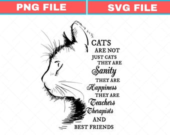Cat Lover SVG PNG: Feline Therapy Quote (Digital Download)