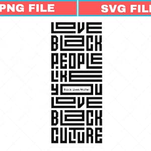 May include: A black and white graphic design with the words "LOVE BLACK PEOPLE LIKE YOU LOVE BLACK CULTURE" in a bold, geometric font. The phrase "Black Lives Matter" is also included.