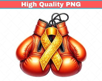 Orange Boxing Gloves Clipart, Leukemia Ribbon Boxing Gloves Clipart, Orange Boxing Gloves and Ribbon PNG Clipart, Leukemia Cancer PNG