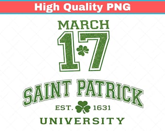 Saint Patrick University PNG, Retro Lucky Shamrock Sublimation, St. Patty's Day Cut File (Download)