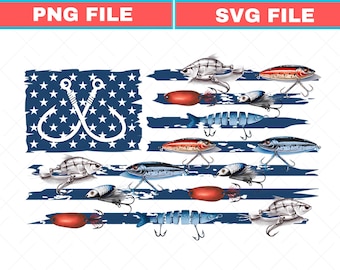 Fishing Lure American Flag SVG | Bass Fishing PNG (Digital Download)