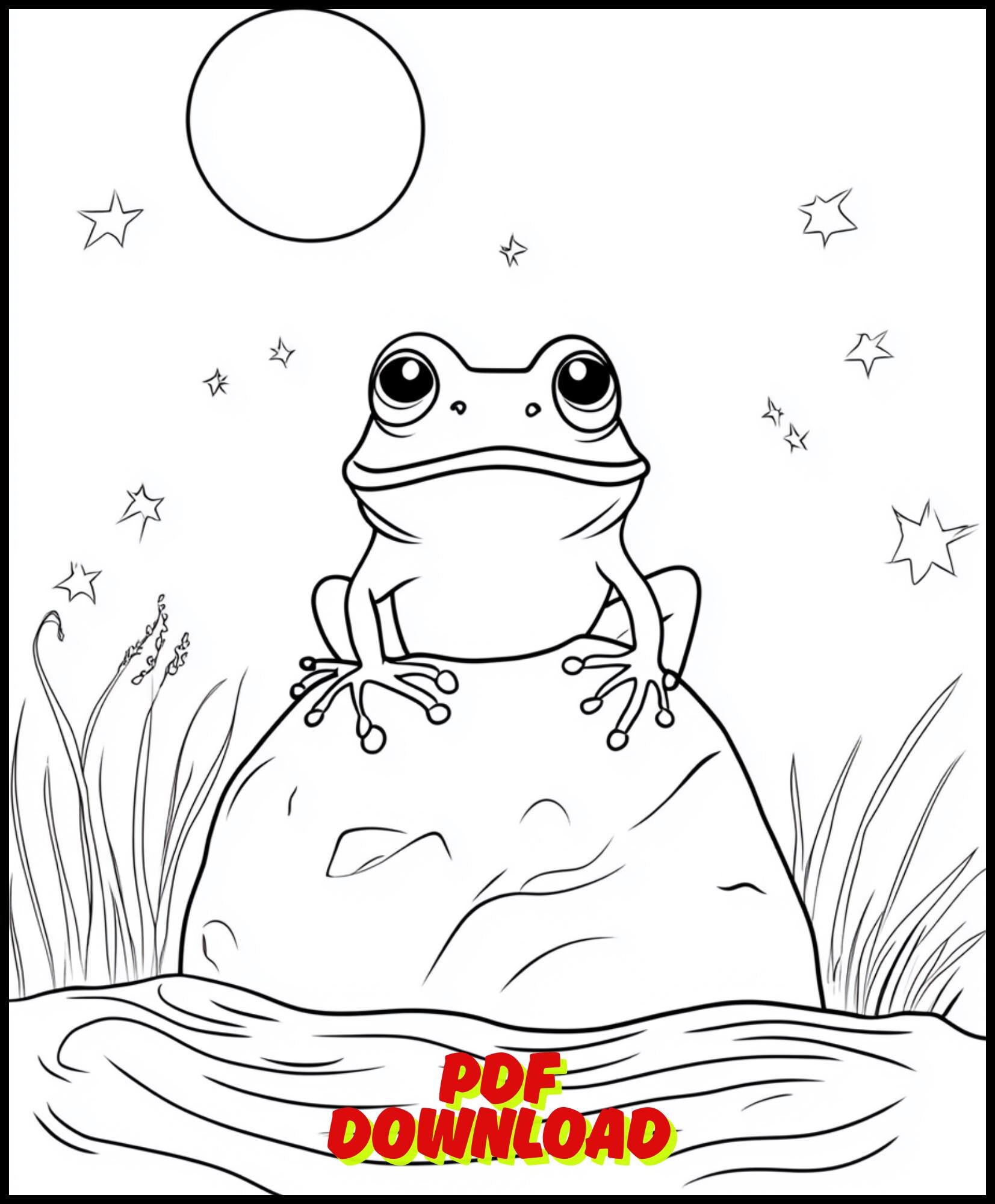 30 Frog Coloring Pages for Adults & Kids – Coloring Book, Grayscale ...