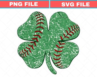 St Patrick's Day Baseball Shamrock SVG PNG (Digital Download)