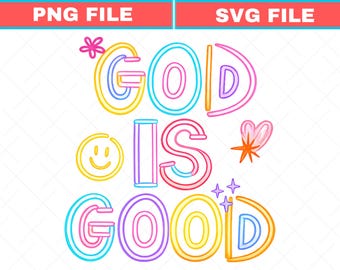 God Is Good Svg, Retro Christian Png, Boho Bible Verse (Digital Download)