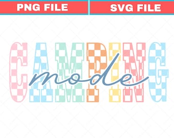 Retro Checkered Camping Mode SVG PNG (Digital Download)