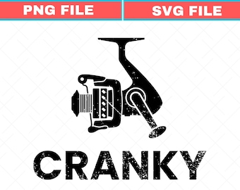 Cranky Fishing SVG PNG, Funny Fisherman Design (Digital Download)