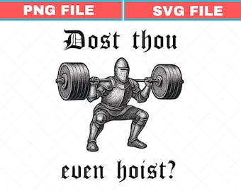 Comfort Colors Medieval Gym SVG PNG: Funny Knight Weightlifting