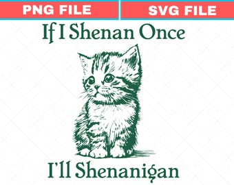 Funny St Patricks Day Svg, Shenanigan Cat Clover Png