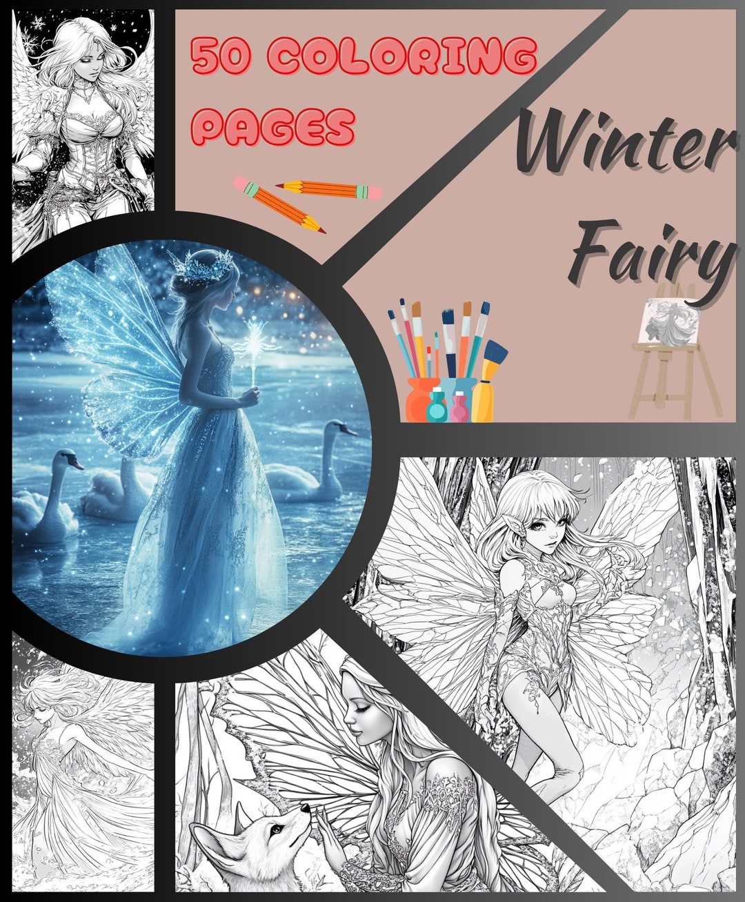 50 Winter Fairy Coloring Pages, Frosty Magic and Snowy Landscapes ...