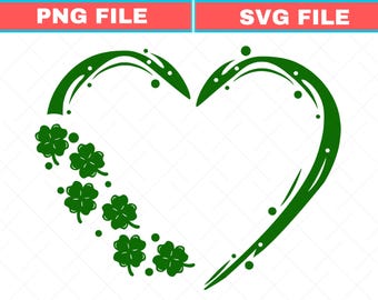 St Patrick's Day Heart Shamrock Long Sleeve Svg Png