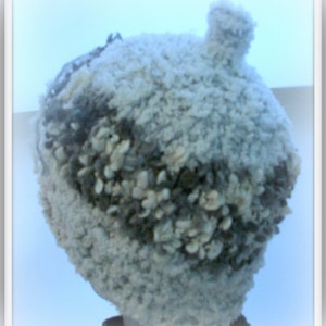 HANDKNIT HAT WOMAN Hand knitted womans winter hat Slouchy Gray and White Speckled Nubby Girls Teens Headcover Gift Sisters Mom image 2