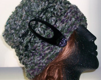HAT WOMEN KNITTED  Beehive Comfortable To  Wear Warm Gift Hand knit Hat  Open on top  Hair clip included